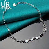 925 Silver Heart Wings Chain Bracelet Women Wedding Engagement Party Charm Gift