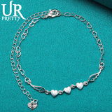 925 Silver Heart Wings Chain Bracelet Women Wedding Engagement Party Charm Gift
