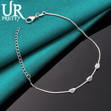 925 Sterling Silver Rhombus Chain Bracelet for Men Women