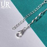 925 Sterling Silver Rhombus Chain Bracelet for Men Women