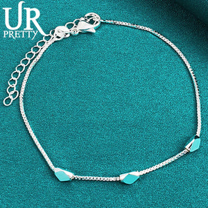 925 Silver Rhombus Chain Bracelet Men Women Wedding Charm Party Jewelry
