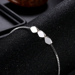 925 Sterling Silver Rhombus Chain Bracelet for Men Women