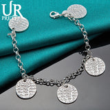 925 Sterling Silver Round Chain Bracelet for Wedding Engagement