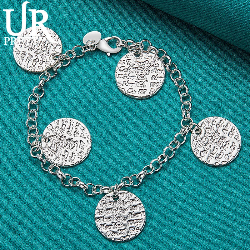 925 Sterling Silver Round Chain Bracelet for Wedding Engagement