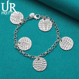 925 Sterling Silver Round Chain Bracelet for Wedding Engagement