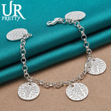 925 Sterling Silver Round Chain Bracelet for Wedding Engagement