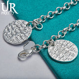 925 Sterling Silver Round Chain Bracelet for Wedding Engagement