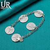 925 Sterling Silver Round Chain Bracelet for Wedding Engagement