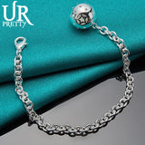 925 Silver Round Chain Bracelet Women's Charm Jewelry