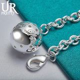 925 Silver Round Chain Bracelet Women's Charm Jewelry