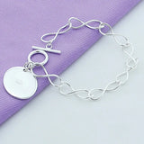 925 Sterling Silver Round OT Chain Bracelet Wedding Charm Party Jewelry