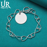 925 Sterling Silver Round OT Chain Bracelet Wedding Charm Party Jewelry