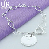 925 Sterling Silver Round OT Chain Bracelet Wedding Charm Party Jewelry