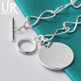 925 Sterling Silver Round OT Chain Bracelet Wedding Charm Party Jewelry