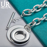 925 Sterling Silver Round OT Chain Bracelet Women Party Wedding Jewelry
