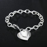 925 Sterling Silver Solid Love Heart Chain Bracelet For Man Women