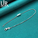 925 Silver Square Chain Bracelet For Men Women Wedding