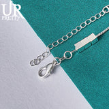 925 Sterling Silver Solid Square Chain Bracelet for Man Women