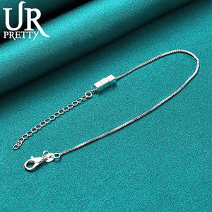 925 Sterling Silver Solid Square Chain Bracelet for Man Women