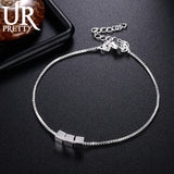 925 Sterling Silver Solid Square Chain Bracelet for Man Women