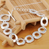 925 Silver Square Geometry Bracelet Chain for Men Women Engagement Party
