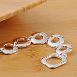925 Silver Square Geometry Bracelet Chain for Men Women Engagement Party