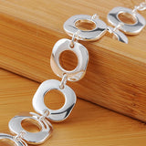 925 Silver Square Geometry Bracelet Chain for Men Women Engagement Party