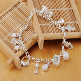 925 Silver Star Cross Ring Heart Chain Bracelet Wedding Charm Jewelry