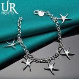 925 Silver Starfish Chain Bracelet Wedding Engagement Charm Jewelry