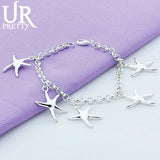 925 Silver Starfish Chain Bracelet Wedding Engagement Charm Jewelry