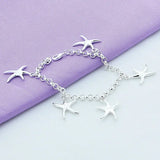 925 Silver Starfish Chain Bracelet Wedding Engagement Charm Jewelry