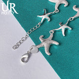 925 Silver Starfish Chain Bracelet Women Party Wedding Charm Jewelry