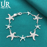 925 Silver Starfish Chain Bracelet Women Party Wedding Charm Jewelry