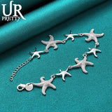 925 Silver Starfish Chain Bracelet Women Party Wedding Charm Jewelry