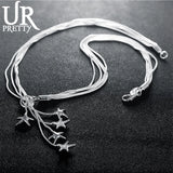 925 Silver Starfish Snake Necklace 18 in Chain Wedding Charm Jewelry