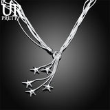 925 Silver Starfish Snake Necklace 18 in Chain Wedding Charm Jewelry
