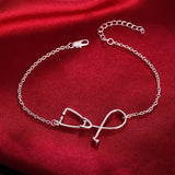 925 Silver Stethoscope Chain Bracelet Men Women Engagement Wedding Charm Party