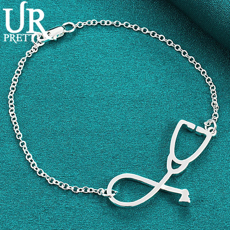 925 Silver Stethoscope Chain Bracelet Engagement Wedding