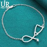 925 Silver Stethoscope Chain Bracelet Engagement Wedding