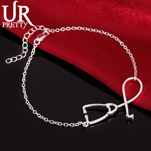 925 Silver Stethoscope Chain Bracelet Men Women Engagement Wedding Charm Party