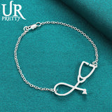 925 Silver Stethoscope Chain Bracelet Engagement Wedding