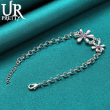 925 Silver Sun Flower Chain Bracelet Wedding Engagement Party Charm Jewelry