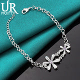 925 Silver Sun Flower Chain Bracelet Wedding Engagement Party Charm Jewelry