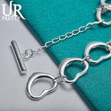 925 Silver Love Heart Chain Bracelet Wedding Engagement Charm Jewelry