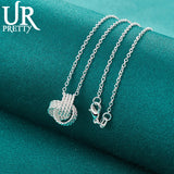 925 Silver Tennis Pendant Necklace Chain for Woman Wedding Jewelry