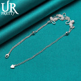 925 Silver Three Butterflies Chain Bracelet Women Engagement Wedding Gift