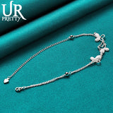 925 Silver 3 Butterflies Chain Bracelet Women Wedding Engagement Party Charm