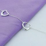 925 Silver 3 Hollow Love Heart Chain Bracelet Engagement Jewelry Gift