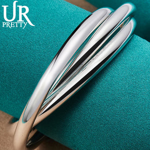925 Sterling Silver Three Rings Bangle Bracelet for Wedding Engagement