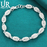 925 Sterling Silver Transfer Beads Chain Bracelet Wedding Engagement Jewelry